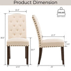 Lot de 4 chaises de salle à manger capitonnées en tissu avec clous décoratifs