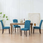 Lot de 4 chaises de salle à manger capitonnées en tissu avec clous décoratifs