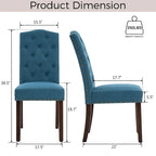 Lot de 4 chaises de salle à manger capitonnées en tissu avec clous décoratifs