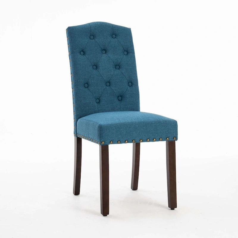 Lot de 4 chaises de salle à manger capitonnées en tissu avec clous décoratifs