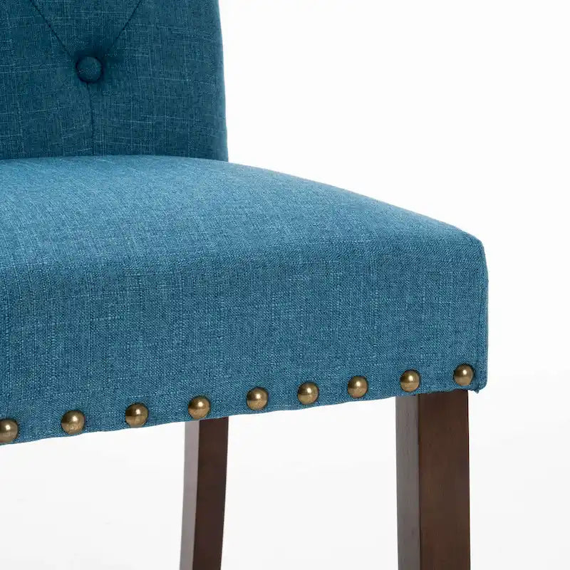 Lot de 4 chaises de salle à manger capitonnées en tissu avec clous décoratifs