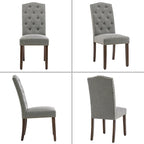 Lot de 4 chaises de salle à manger capitonnées en tissu avec clous décoratifs
