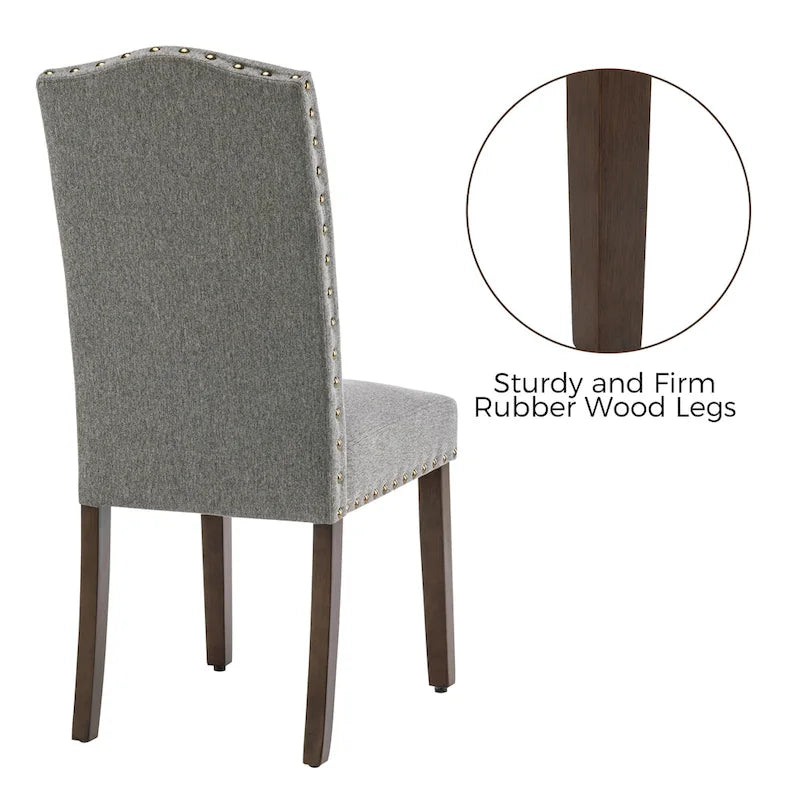 Lot de 4 chaises de salle à manger capitonnées en tissu avec clous décoratifs