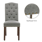 Lot de 4 chaises de salle à manger capitonnées en tissu avec clous décoratifs