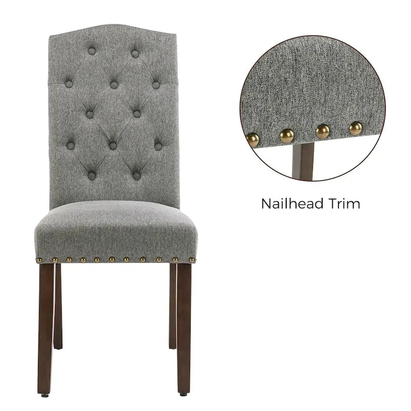 Lot de 4 chaises de salle à manger capitonnées en tissu avec clous décoratifs