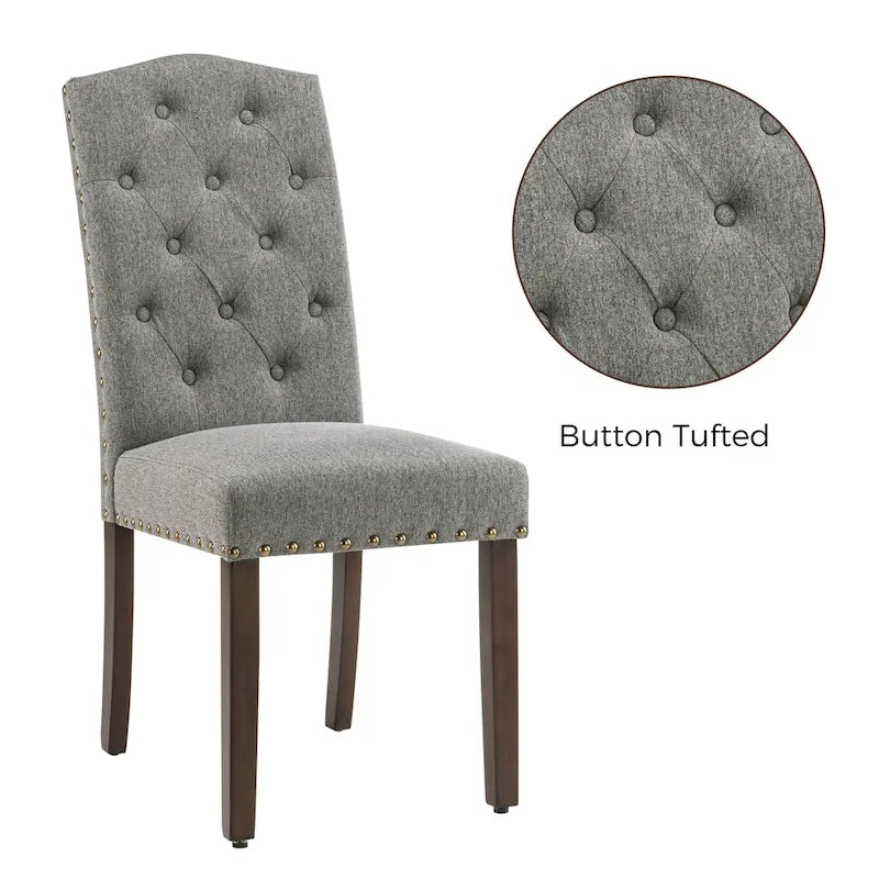Lot de 4 chaises de salle à manger capitonnées en tissu avec clous décoratifs