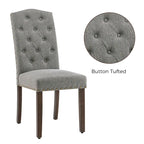 Lot de 4 chaises de salle à manger capitonnées en tissu avec clous décoratifs