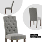 Lot de 4 chaises de salle à manger capitonnées en tissu avec clous décoratifs