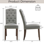 Lot de 4 chaises de salle à manger capitonnées en tissu avec clous décoratifs