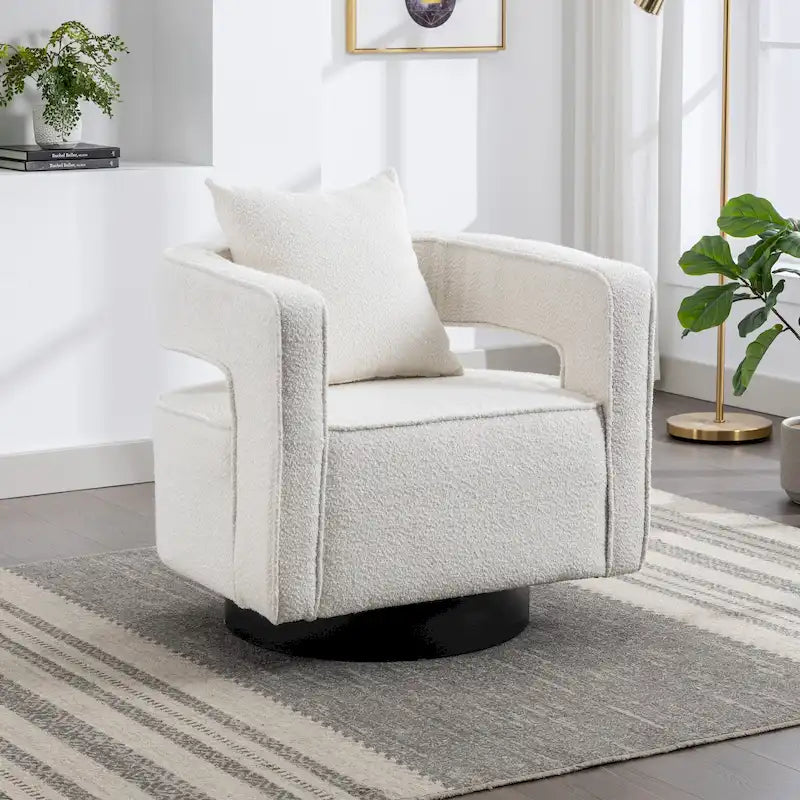 Fauteuil pivotant simple rembourré en bouclette 29W
