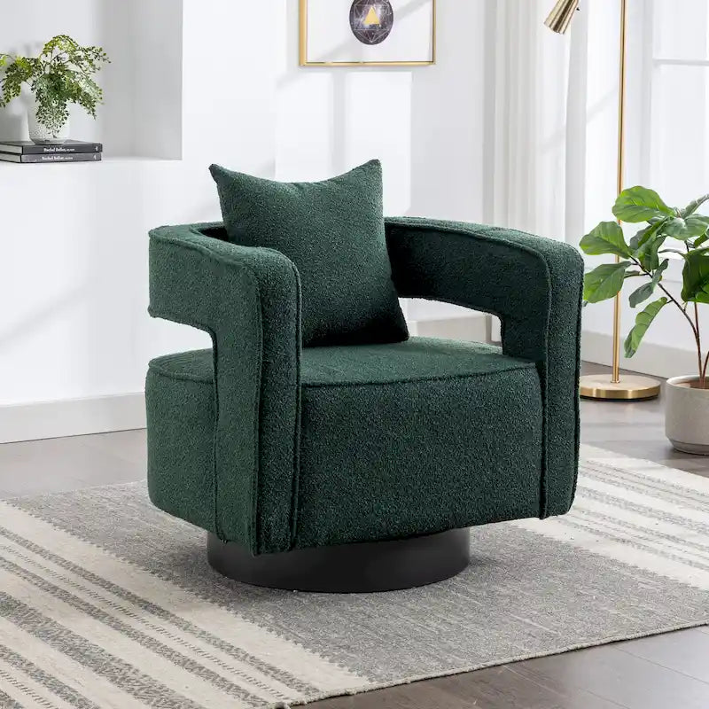 Fauteuil pivotant simple rembourré en bouclette 29W
