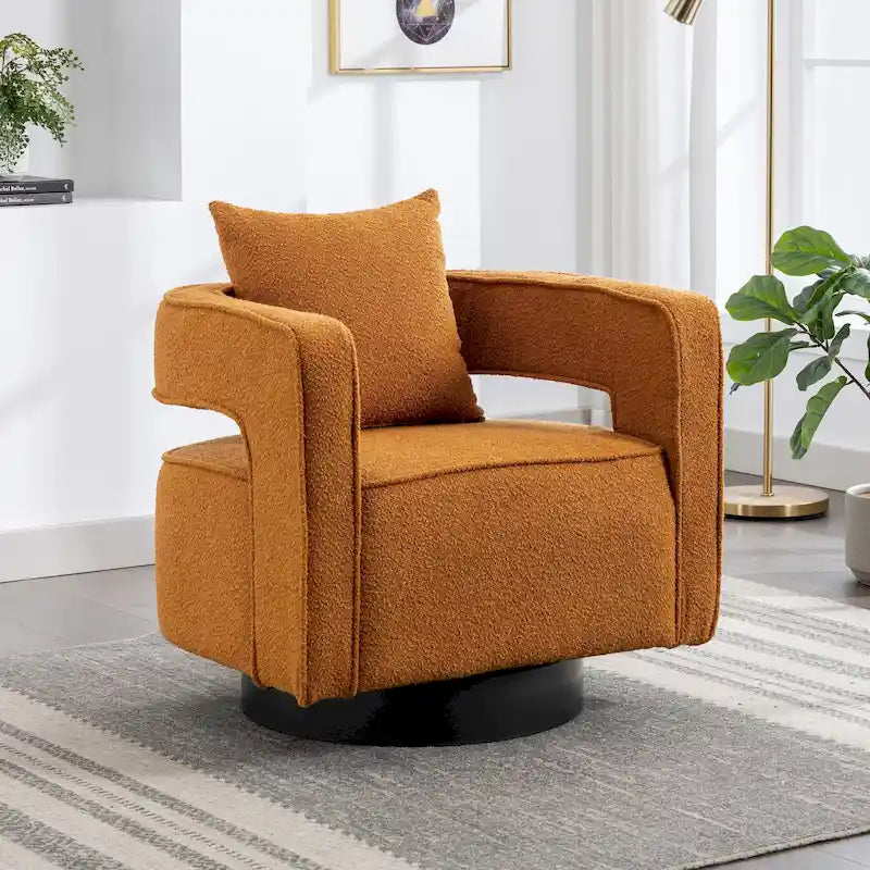 Fauteuil pivotant simple rembourré en bouclette 29W