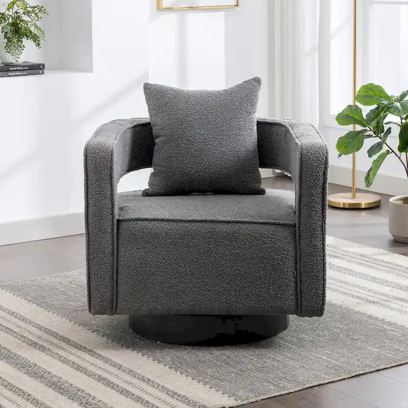 Fauteuil pivotant simple rembourré en bouclette 29W