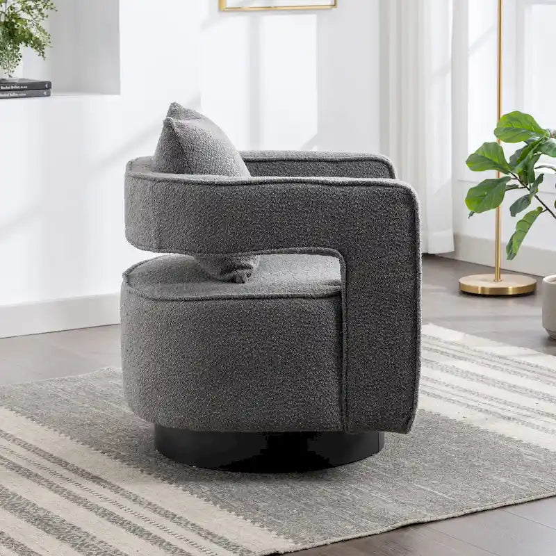 Fauteuil pivotant simple rembourré en bouclette 29W