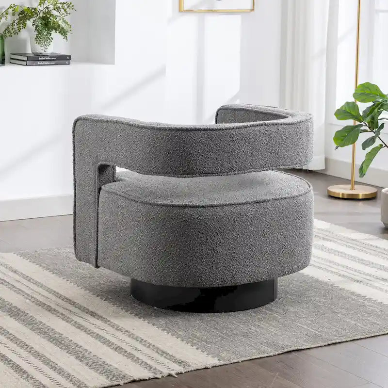 Fauteuil pivotant simple rembourré en bouclette 29W