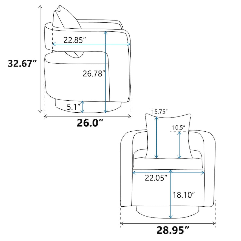 Fauteuil pivotant simple rembourré en bouclette 29W