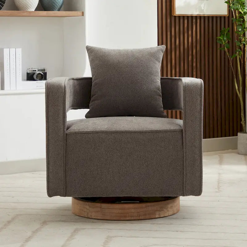 Fauteuil pivotant simple rembourré en bouclette 29W