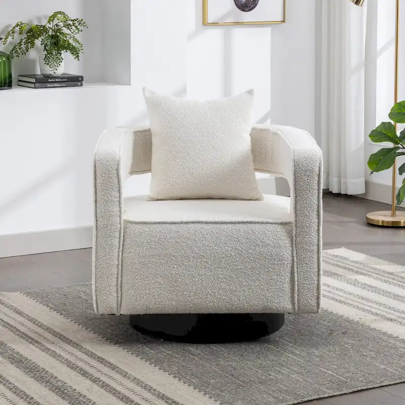 Fauteuil pivotant simple rembourré en bouclette 29W