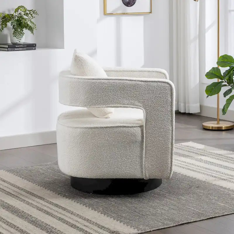 Fauteuil pivotant simple rembourré en bouclette 29W