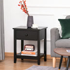 Table de chevet de style moderne avec tiroir et étagère de rangement pour chambre à coucher ou salon - 19,75x13,75x23,5