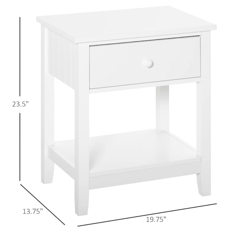 Table de chevet de style moderne avec tiroir et étagère de rangement pour chambre à coucher ou salon - 19,75x13,75x23,5