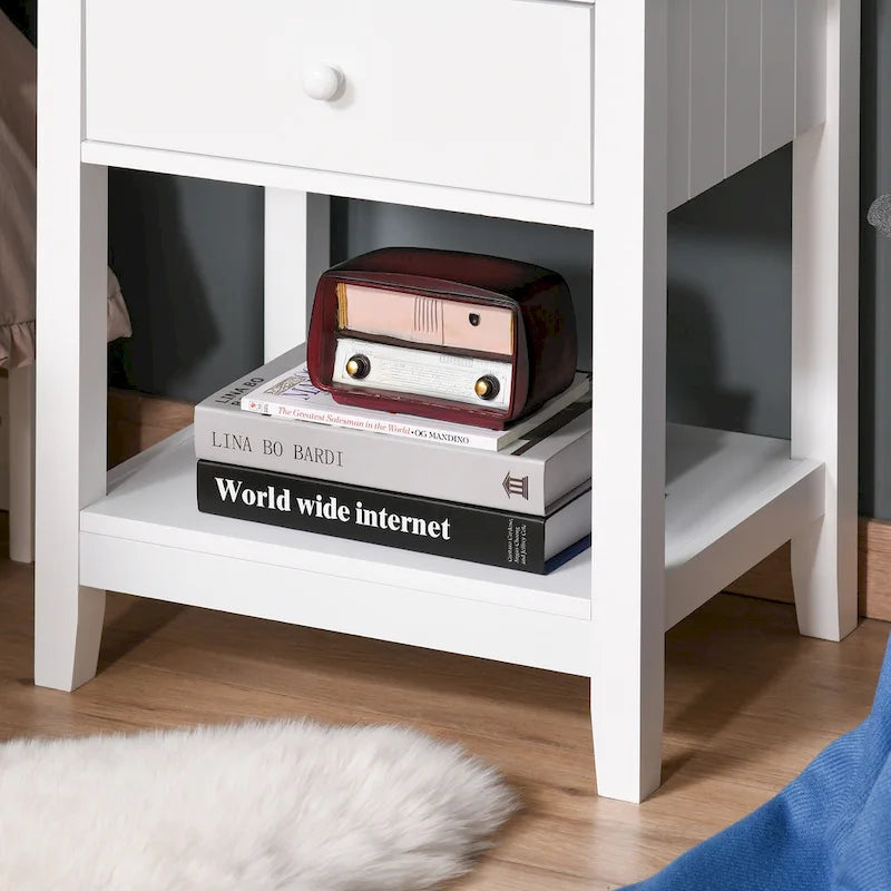 Table de chevet de style moderne avec tiroir et étagère de rangement pour chambre à coucher ou salon - 19,75x13,75x23,5