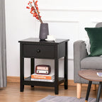 Table de chevet de style moderne avec tiroir et étagère de rangement pour chambre à coucher ou salon - 19,75x13,75x23,5