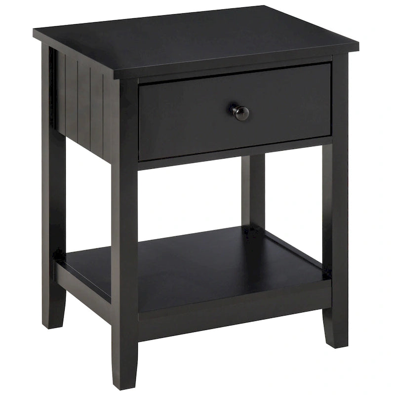 Table de chevet de style moderne avec tiroir et étagère de rangement pour chambre à coucher ou salon - 19,75x13,75x23,5