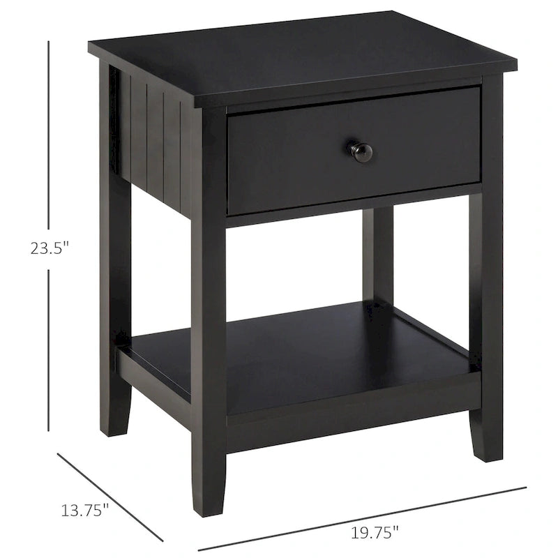 Table de chevet de style moderne avec tiroir et étagère de rangement pour chambre à coucher ou salon - 19,75x13,75x23,5