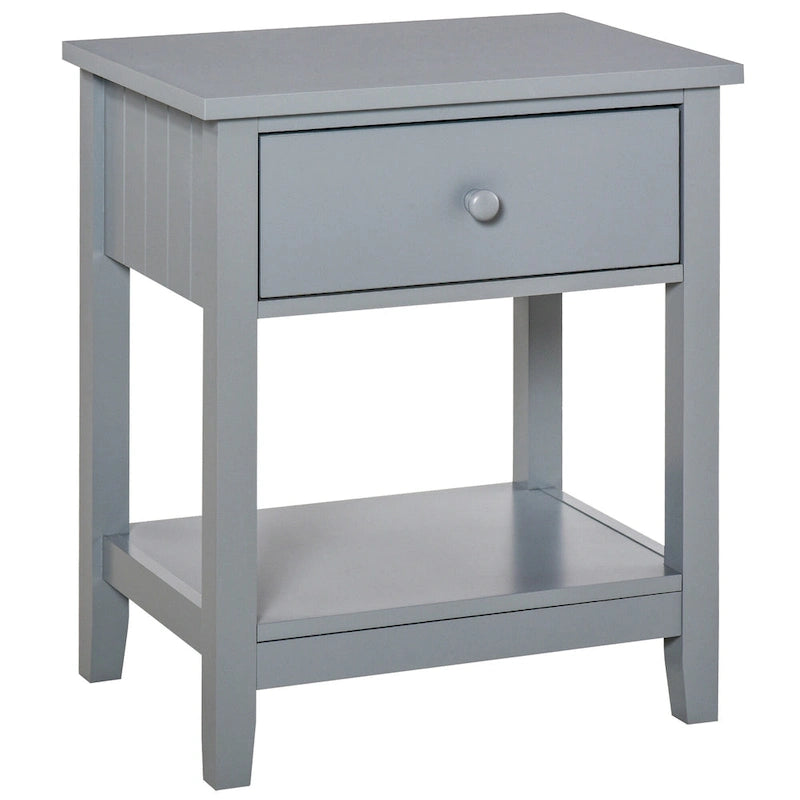 Table de chevet de style moderne avec tiroir et étagère de rangement pour chambre à coucher ou salon - 19,75x13,75x23,5