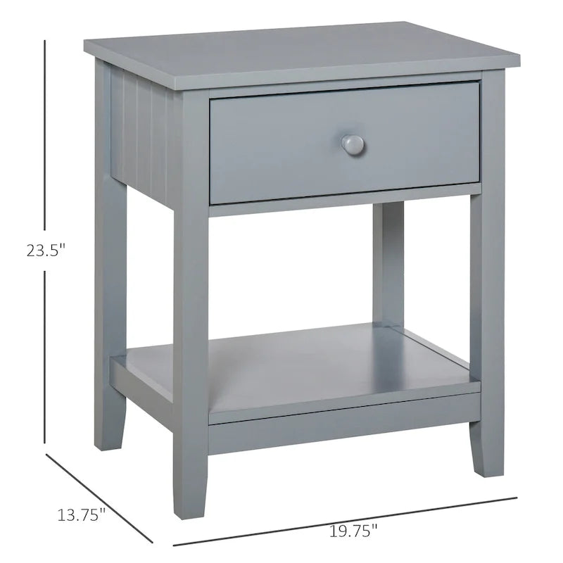 Table de chevet de style moderne avec tiroir et étagère de rangement pour chambre à coucher ou salon - 19,75x13,75x23,5