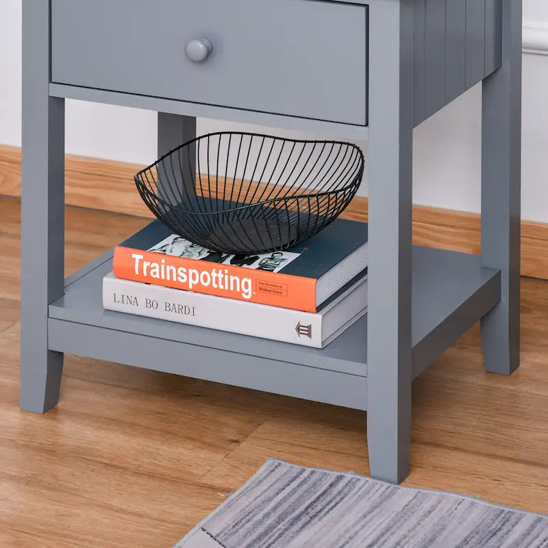 Table de chevet de style moderne avec tiroir et étagère de rangement pour chambre à coucher ou salon - 19,75x13,75x23,5