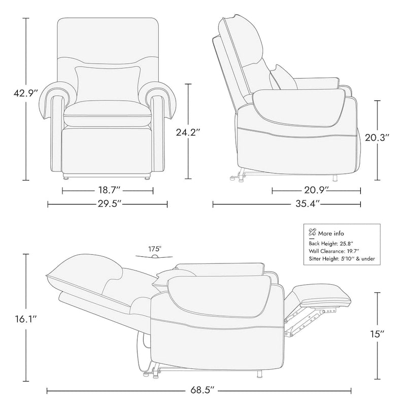 Fauteuil inclinable releveur avec massage chauffant pour personnes âgées