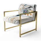 Fauteuil d'appoint floral capitonné en vitrail blanc