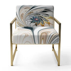 Fauteuil d'appoint floral capitonné en vitrail blanc