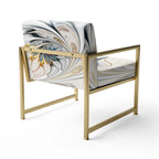 Fauteuil d'appoint floral capitonné en vitrail blanc