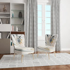 Fauteuil d'appoint floral capitonné en vitrail blanc