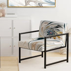 Fauteuil d'appoint floral capitonné en vitrail blanc