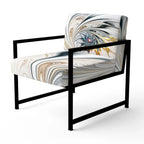 Fauteuil d'appoint floral capitonné en vitrail blanc
