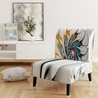 Fauteuil d'appoint floral capitonné en vitrail blanc
