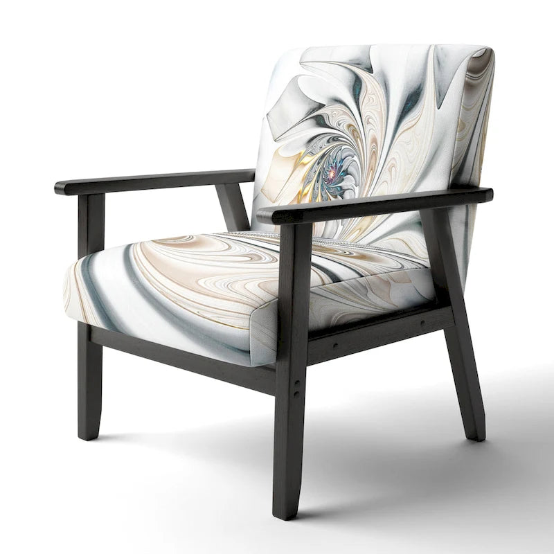Fauteuil d'appoint floral capitonné en vitrail blanc