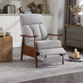 Fauteuil inclinable réglable avec cadre en bois, rembourré en lin/cuir/micro-suède