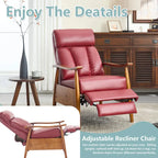 Fauteuil inclinable réglable avec cadre en bois, rembourré en lin/cuir/micro-suède