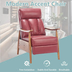 Fauteuil inclinable réglable avec cadre en bois, rembourré en lin/cuir/micro-suède