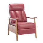 Fauteuil inclinable réglable avec cadre en bois, rembourré en lin/cuir/micro-suède