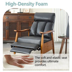 Fauteuil inclinable réglable avec cadre en bois, rembourré en lin/cuir/micro-suède