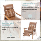 Fauteuil inclinable réglable avec cadre en bois, rembourré en lin/cuir/micro-suède