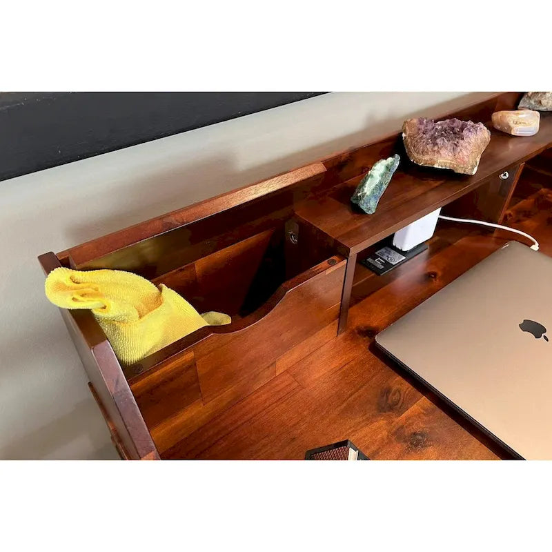 Bureau en acacia massif avec station de recharge