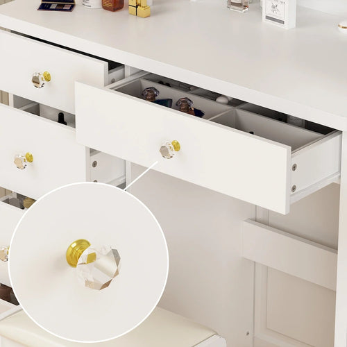 Coiffeuse 31,5 W avec tabouret et miroir lumineux LED