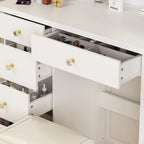 Coiffeuse 31,5 W avec tabouret et miroir lumineux LED